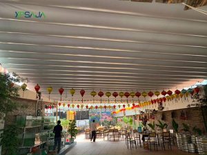 Mái xếp di động lượn sóng màu ghi